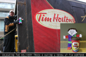 Stanley helps out at Tim Hortons, TAKE extraORDINARY PICTURES, from the 10 best ways to entertain Flat Stanley